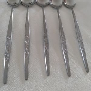 Iced Tea Spoons set of 5 vintage flatware Nasco Dakar Swirl